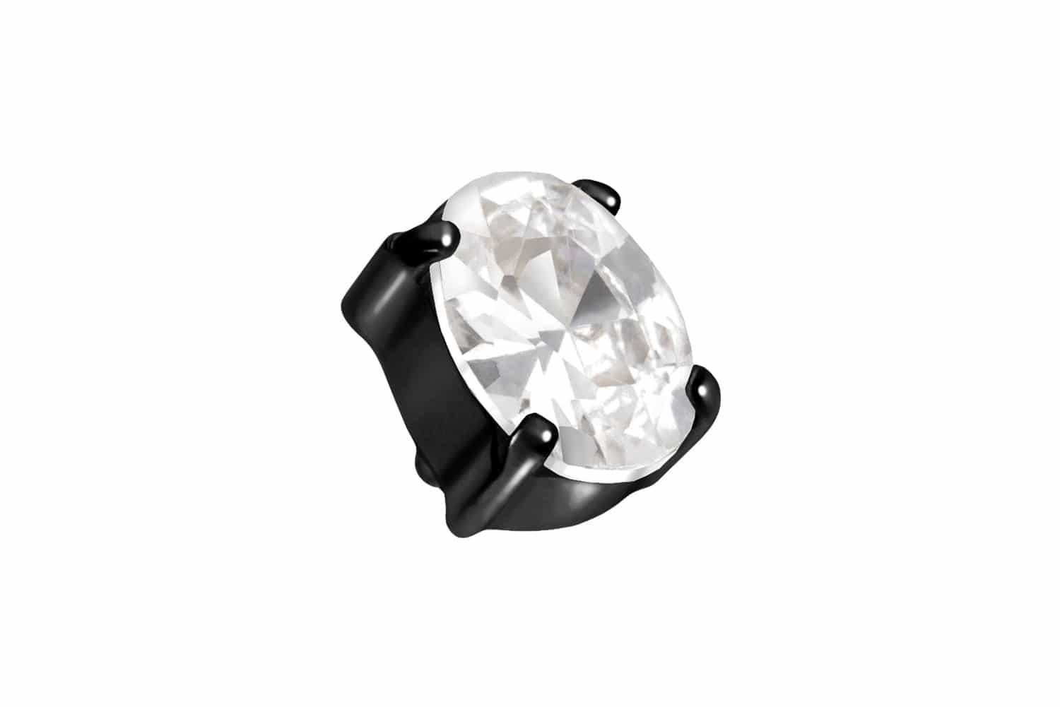 Titan Schraubaufsatz mit Außengewinde EINGEFASSTES KRISTALLOVAL von Piercingline